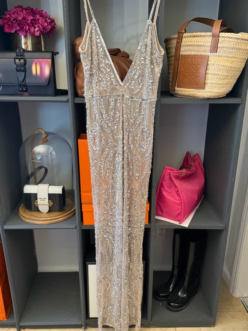 Embellished Nude Plunge Jumpsuit 
Sequin Plunge - Picture 6 of 6